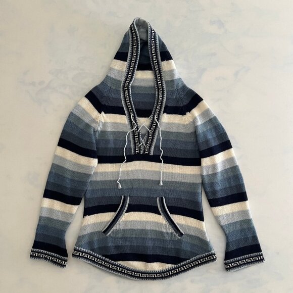 Ski Blue & White Striped Retro Knit Sweater - Picture 1 of 8